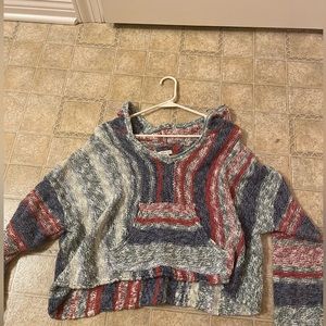 boho american eagle cropped hoodie